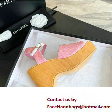 Chanel Fabric  &  Patent Calfskin Sandals G45555 Pink 2024